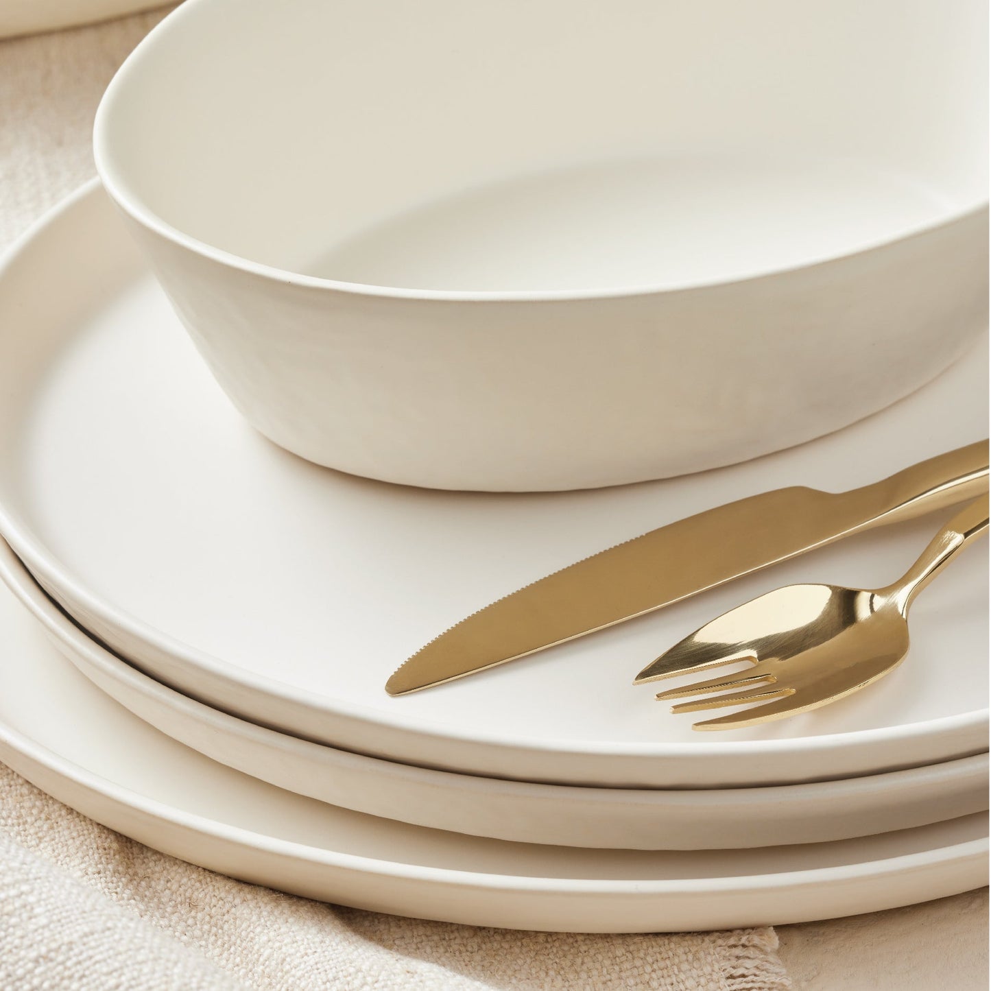 Katachi Stoneware Dinnerware Set - Ivory
