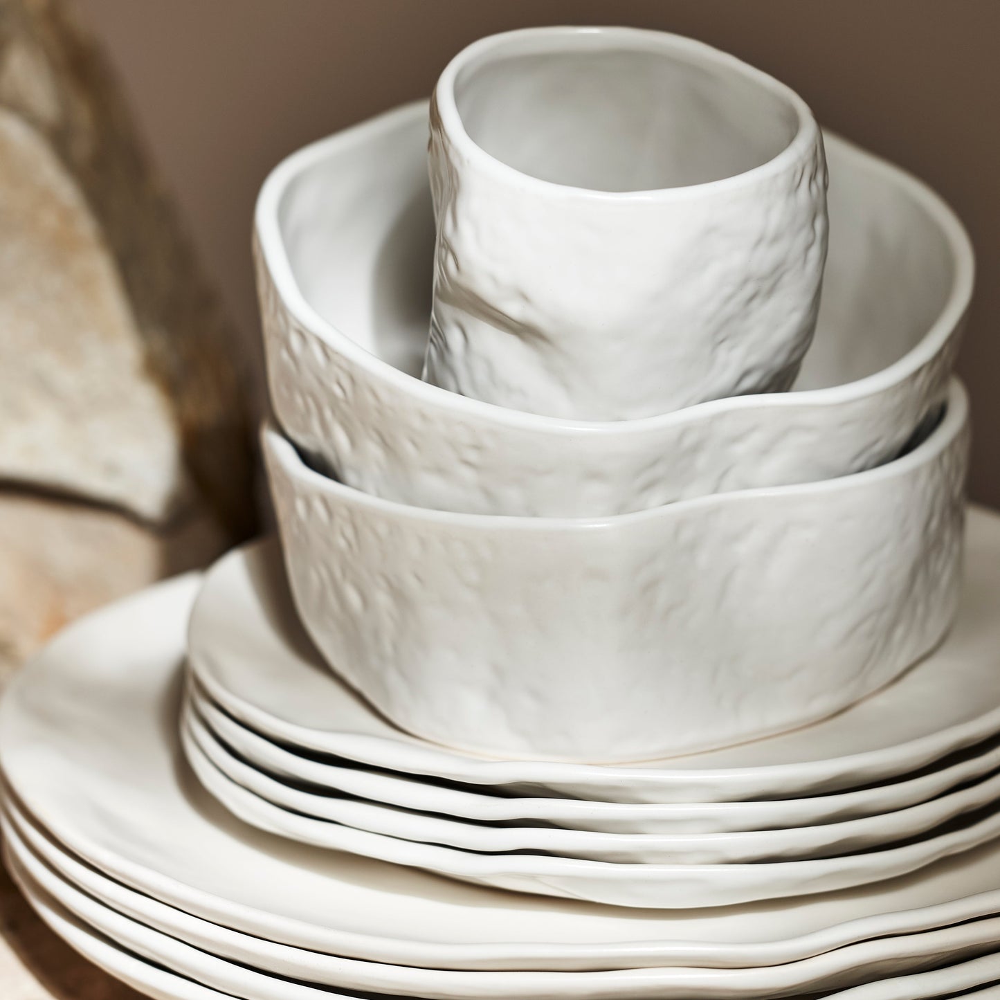 Atik Stoneware Dinnerware Set - White