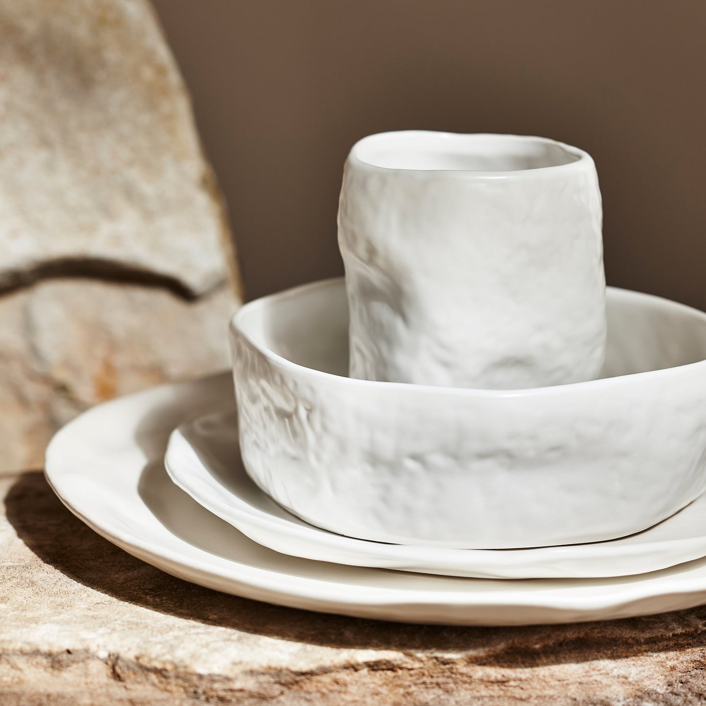 Atik Stoneware Dinnerware Set - White