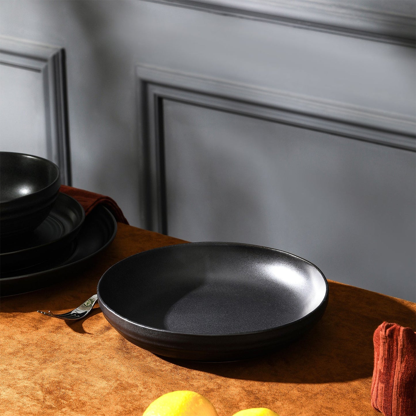 Elio Stoneware Pasta Bowl - Black