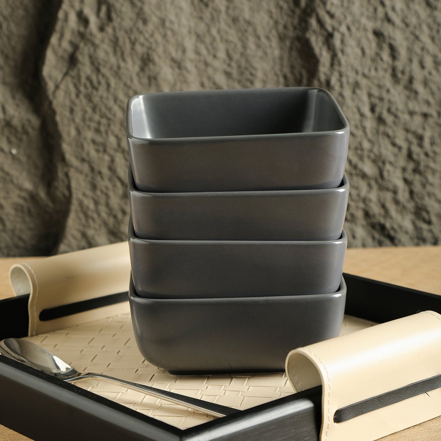Amy Porcelain Dinnerware Set - Gray
