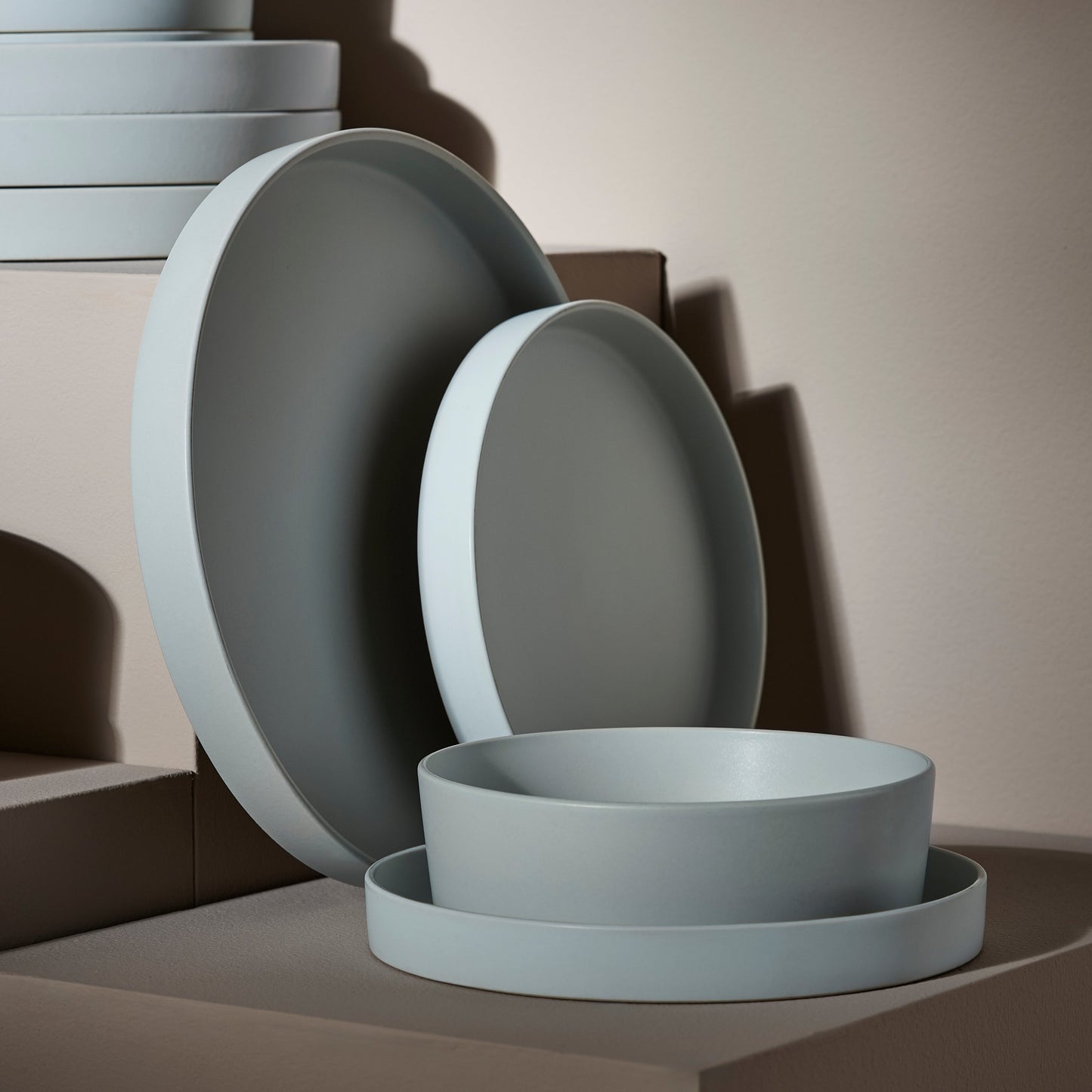 Modan Stoneware Dinnerware Set - Blue-Grey