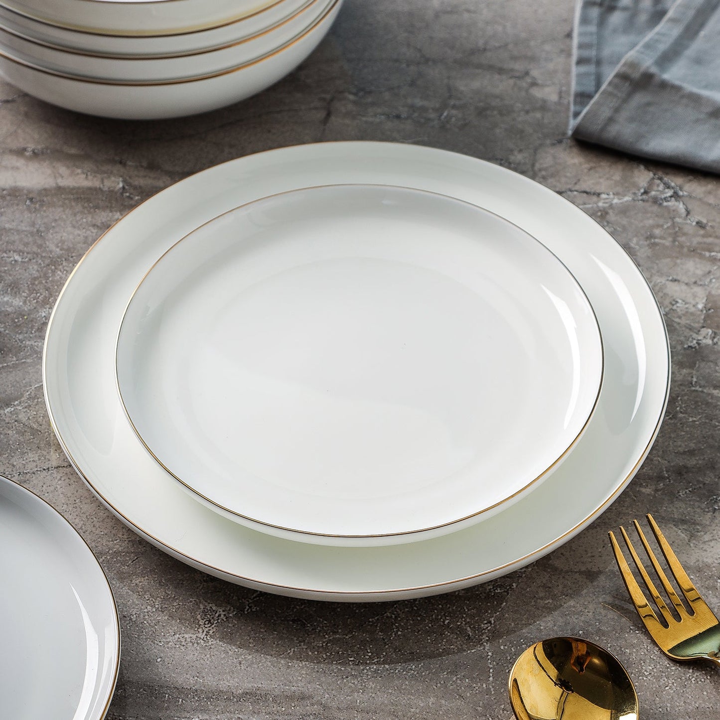 Gabrielle Bone China Dinnerware Set - White And Gold