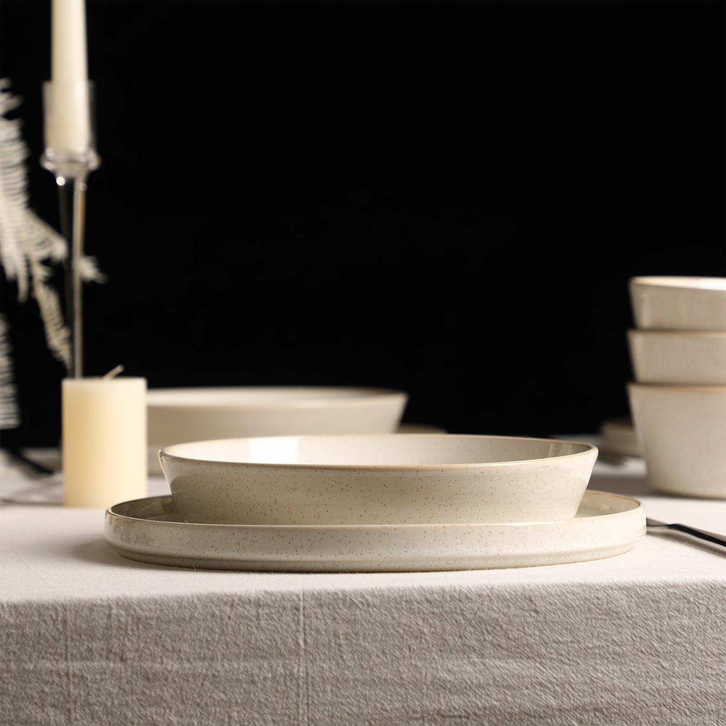 Claire Stoneware Pasta Bowl Set - White