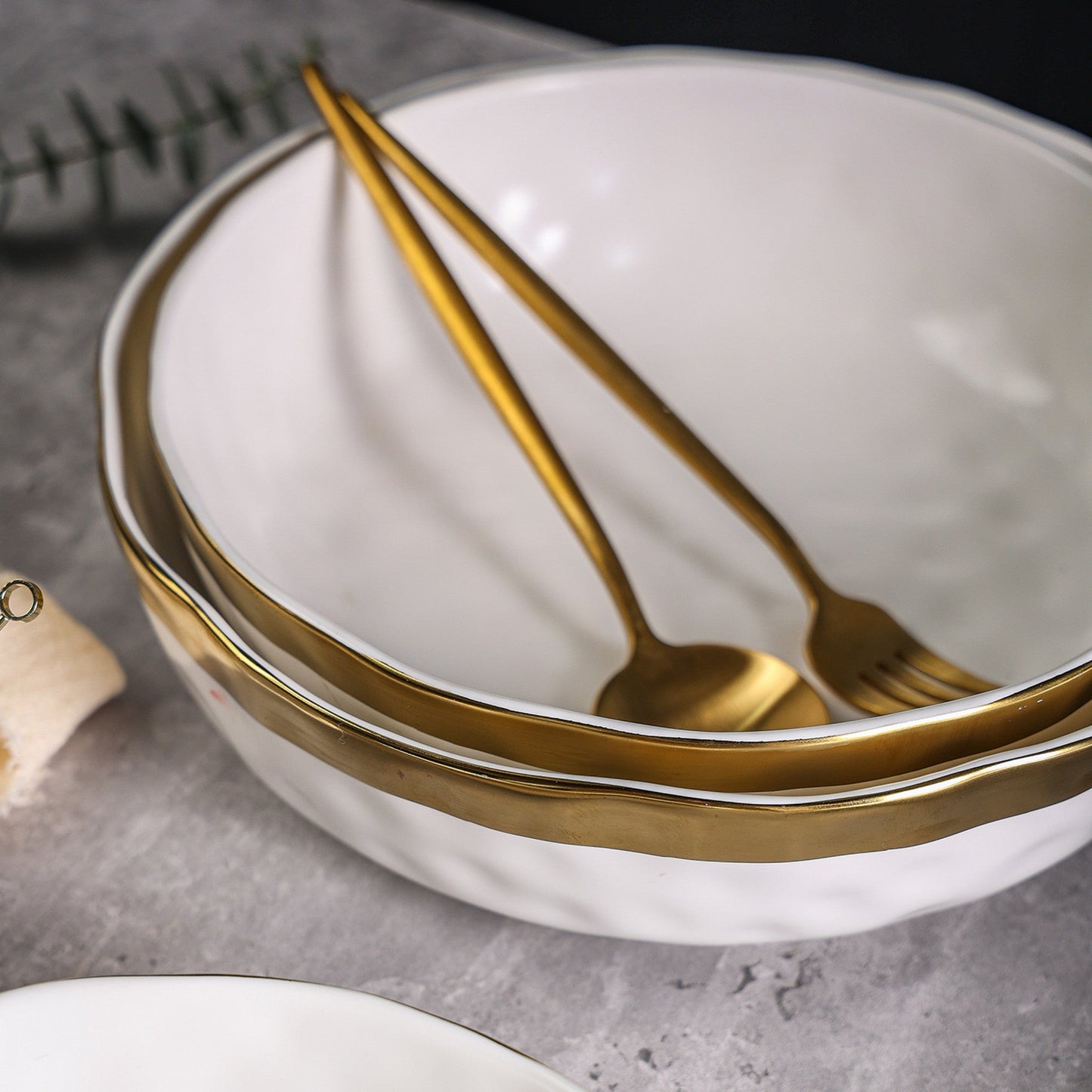 Florian Porcelain Service Bowl Set - White