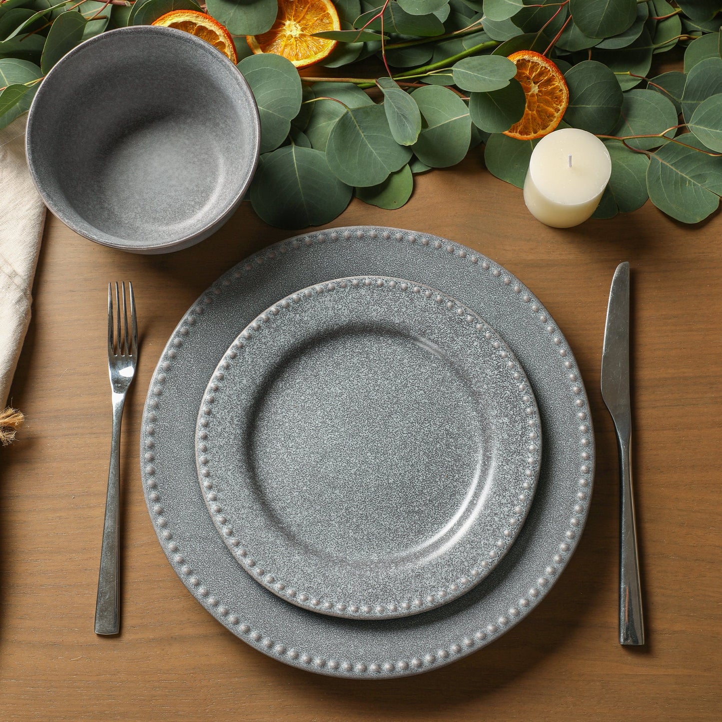 Comet Stoneware Salad Plate Set - Grey
