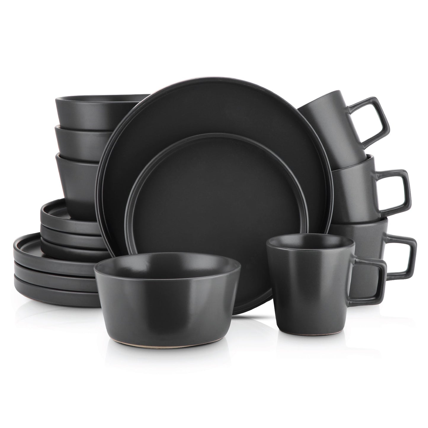 Celina Stoneware Dinnerware Set - Black Matte