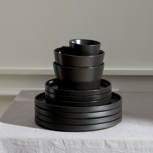 Celina Stoneware Dinnerware Set - Black Matte