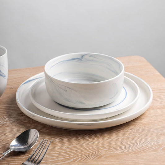 Everly Porcelain Dinnerware Set - Blue