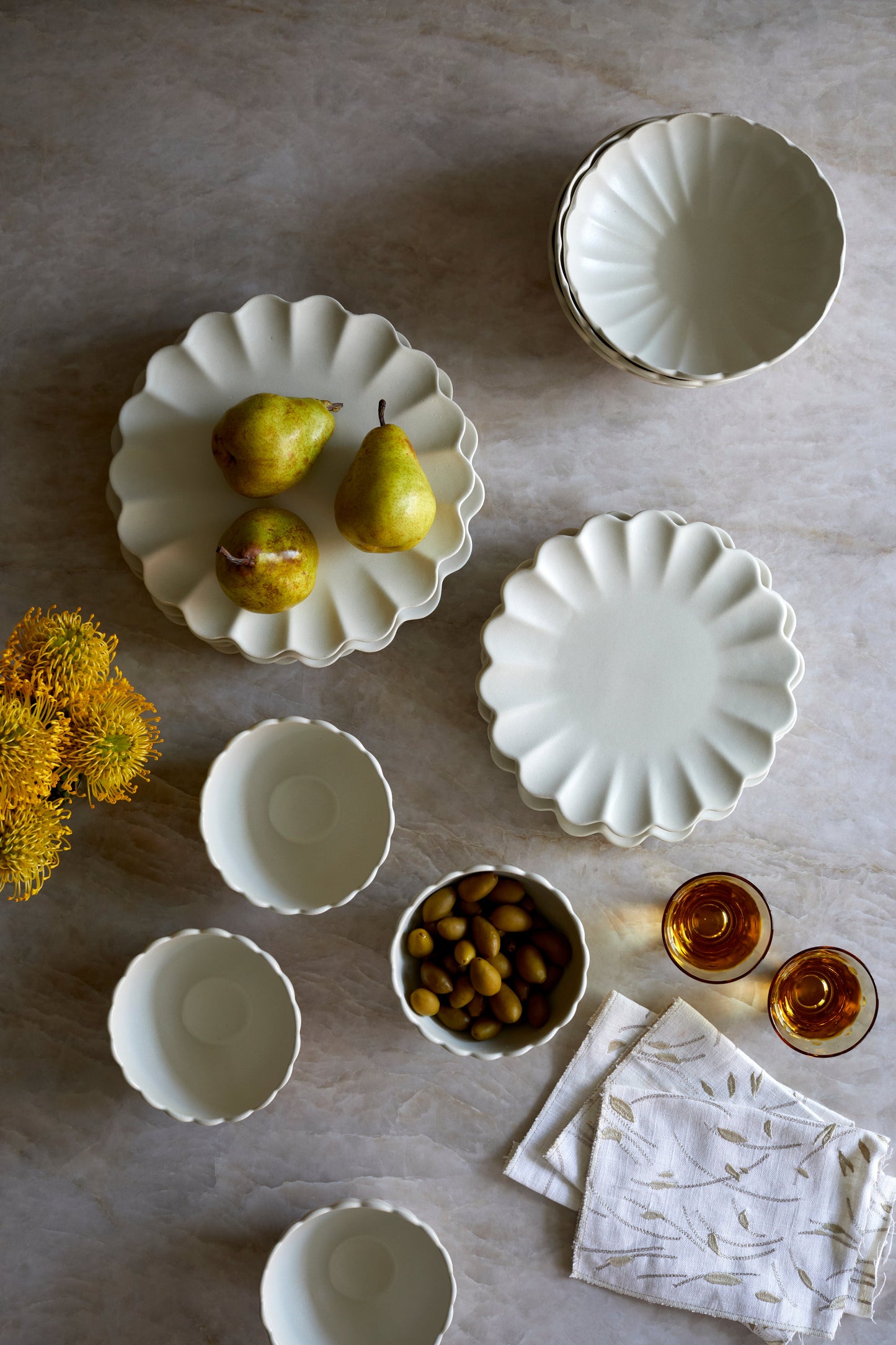 Dhalia Stoneware Salad Plate - White