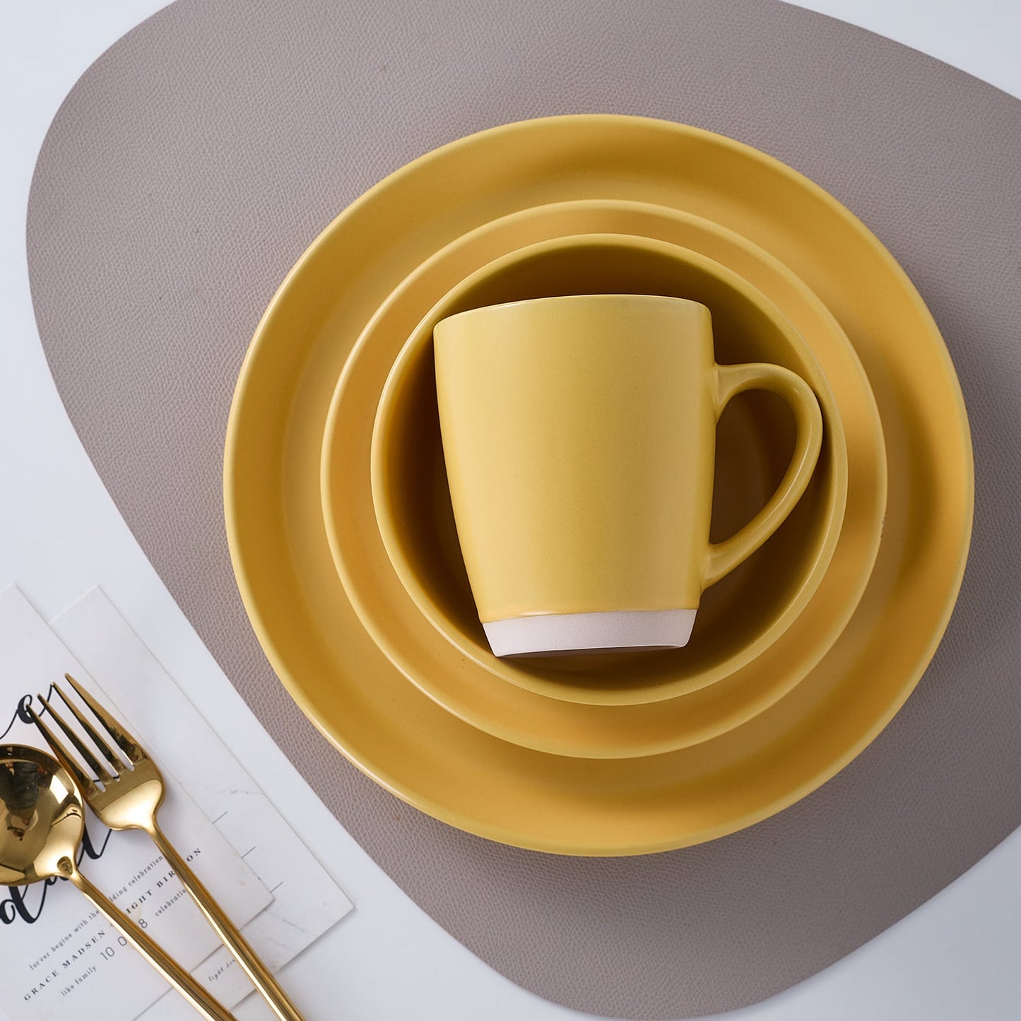 Jules Stoneware Dinnerware Set - Yellow