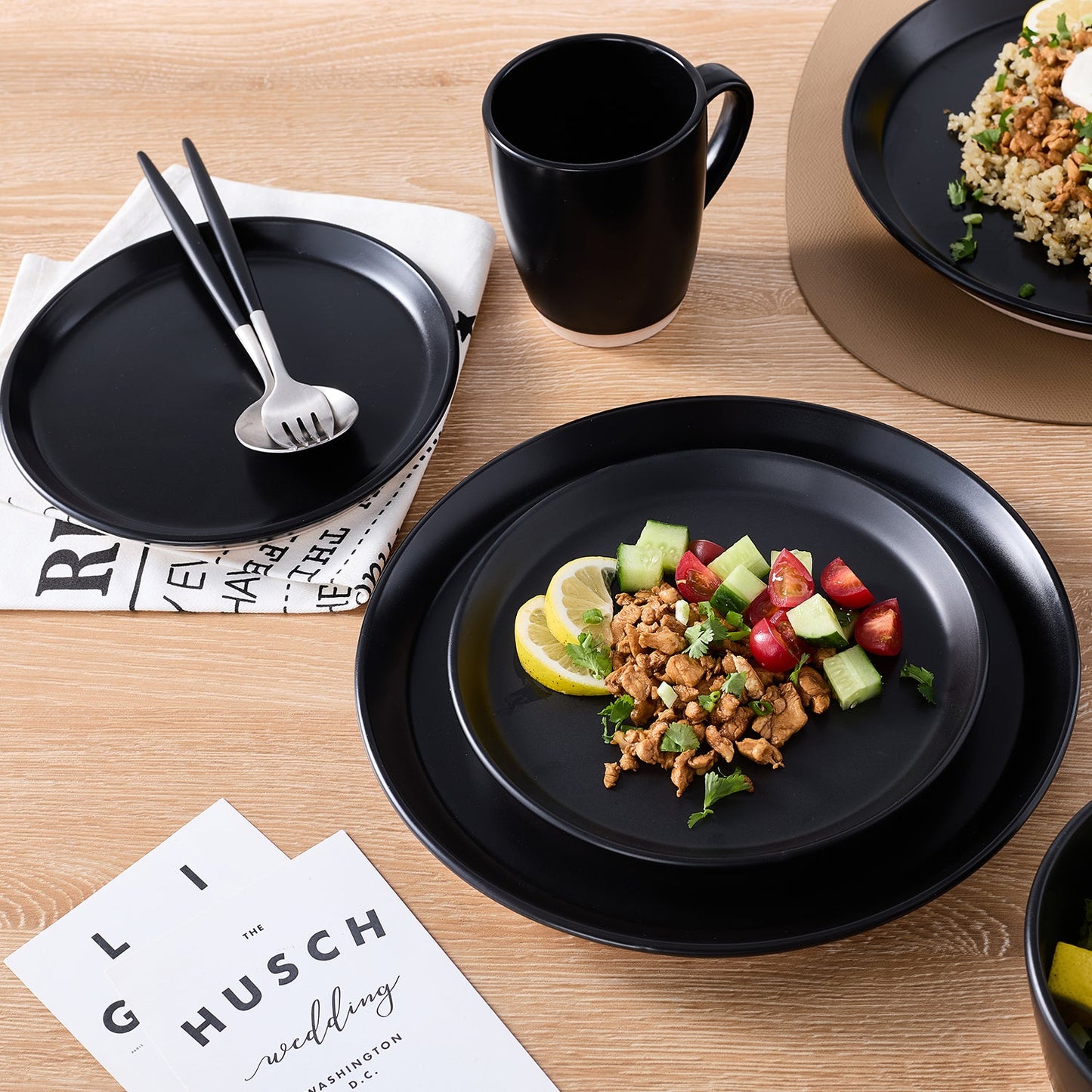 Jules Stoneware Dinnerware Set - Black
