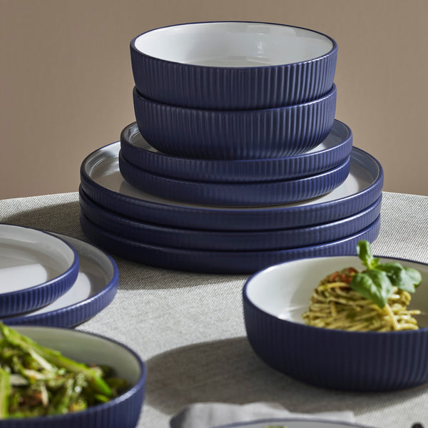 Laro Stoneware Dinnerware Set - Dark Blue