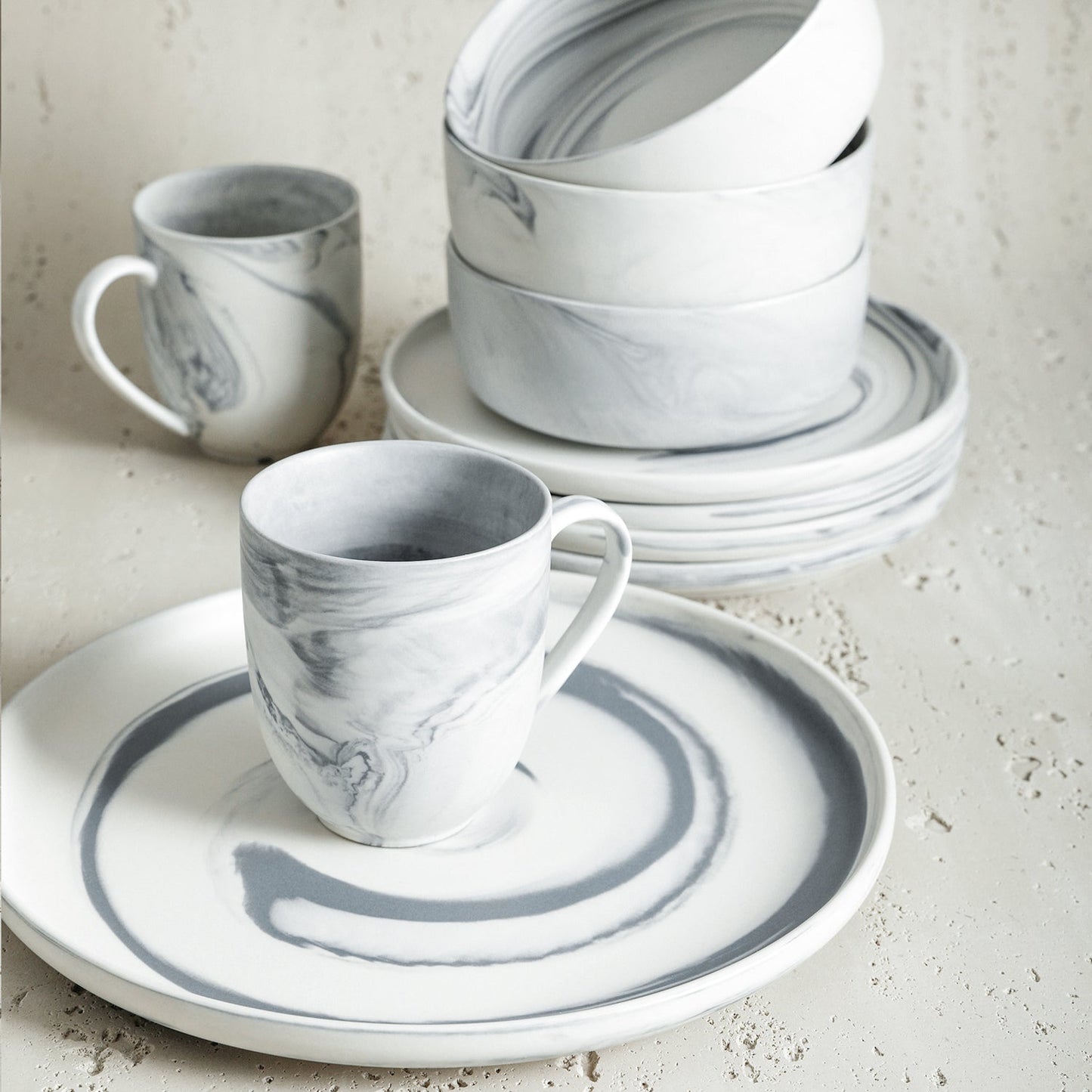 Brighton Porcelain Dinnerware Set - Gray
