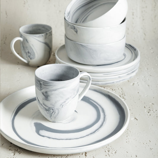 Brighton Porcelain Dinnerware Set - Gray
