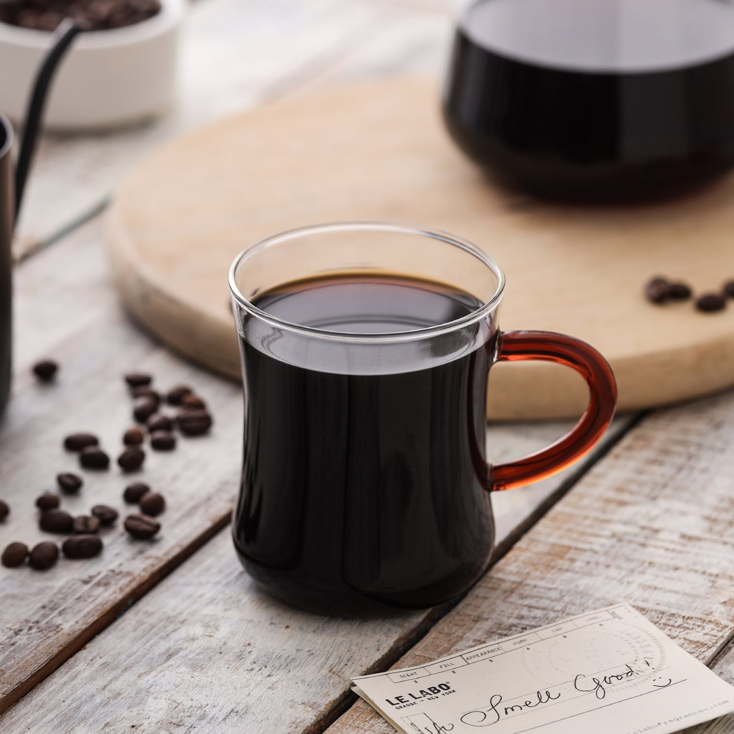 Set of 4 Glass Mug with Orange Handle, Curved Espresso Glass Sets