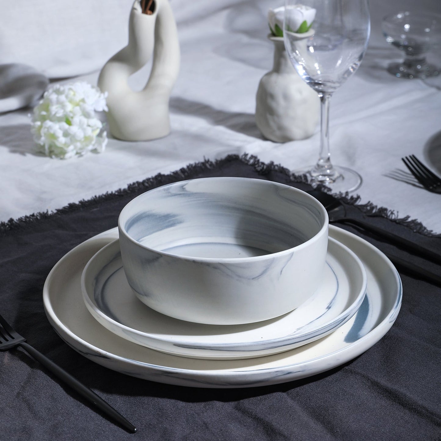 Brighton Porcelain Dinnerware Set - Gray
