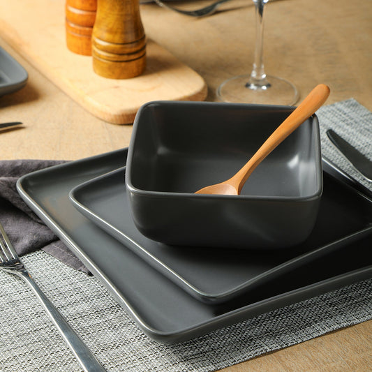 Amy Porcelain Dinnerware Set - Gray