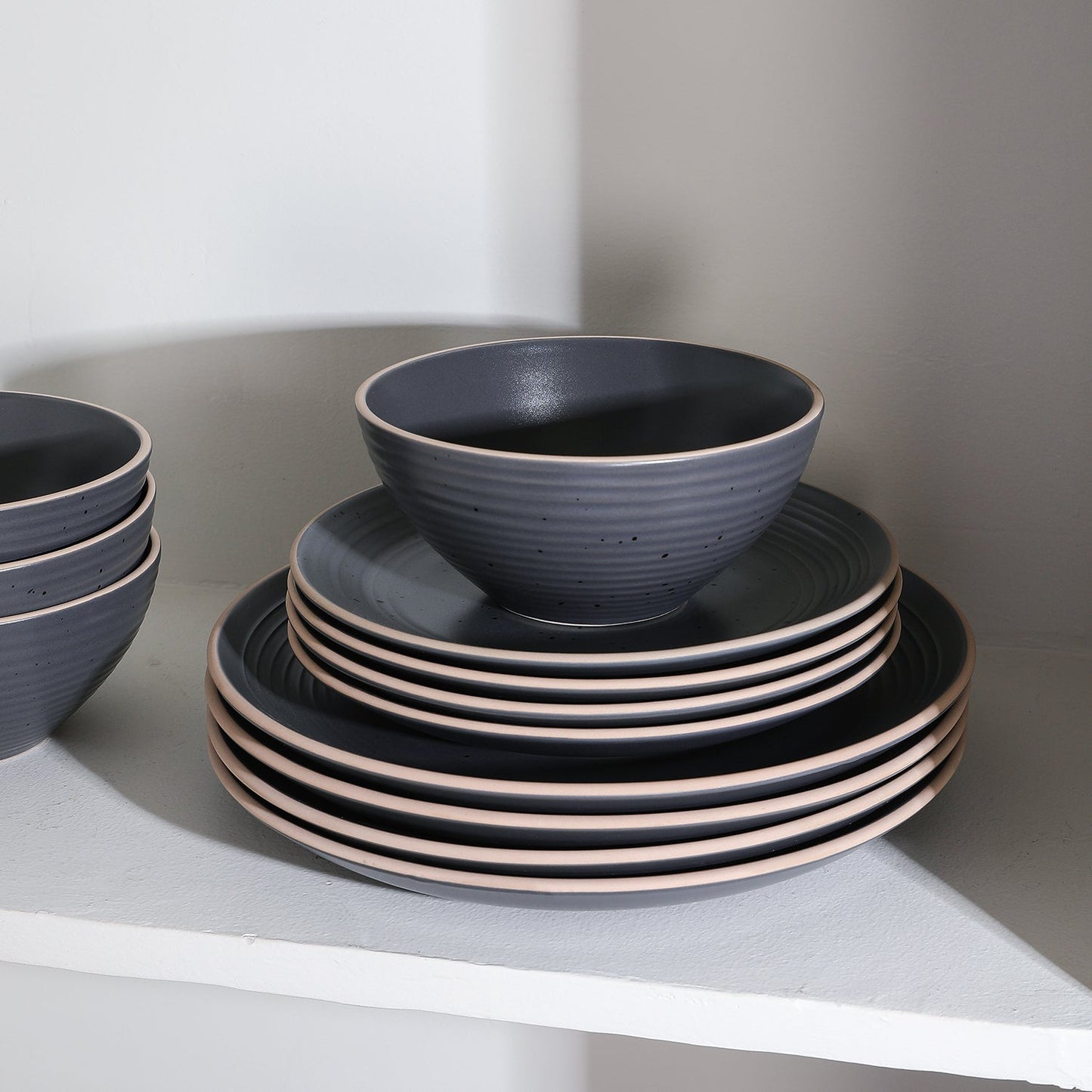 Lauren Stoneware Dinnerware Set - Charcoal