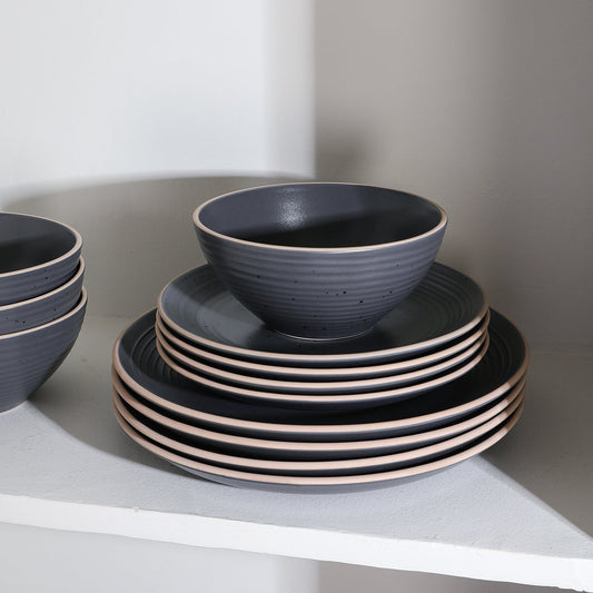 Lauren Stoneware Dinnerware Set - Charcoal