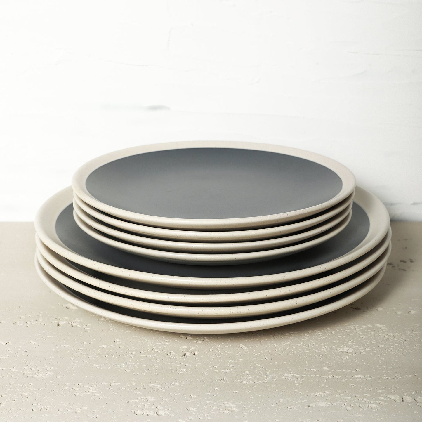 Serenity Stoneware Dinnerware Set - Dark Gray And Cream