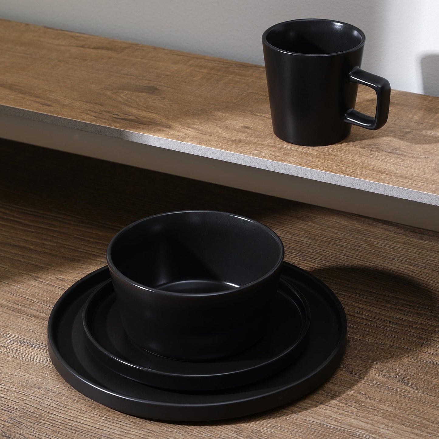 Celina Stoneware Dinnerware Set - Black Matte