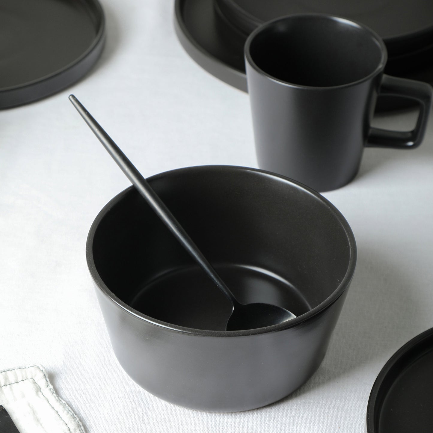Celina Stoneware Dinnerware Set - Black Matte