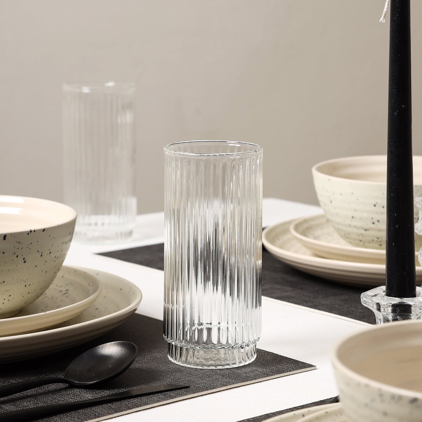 Stone Lain Dua Stoneware 16-Piece Dinnerware Set, Includes Glassware, White