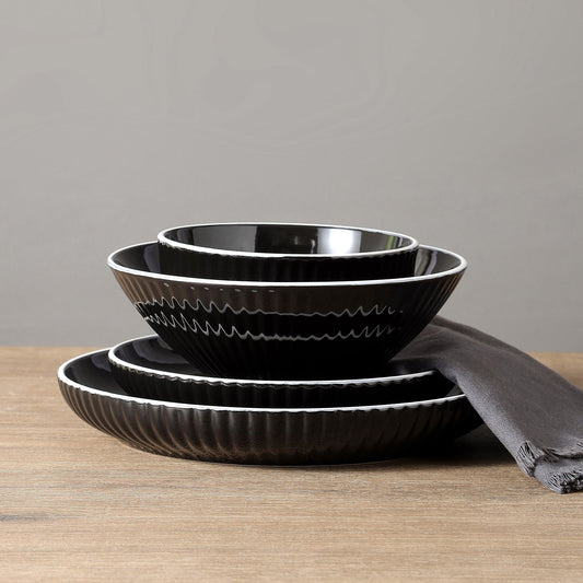 Lustra Stoneware Dinnerware Set - Black