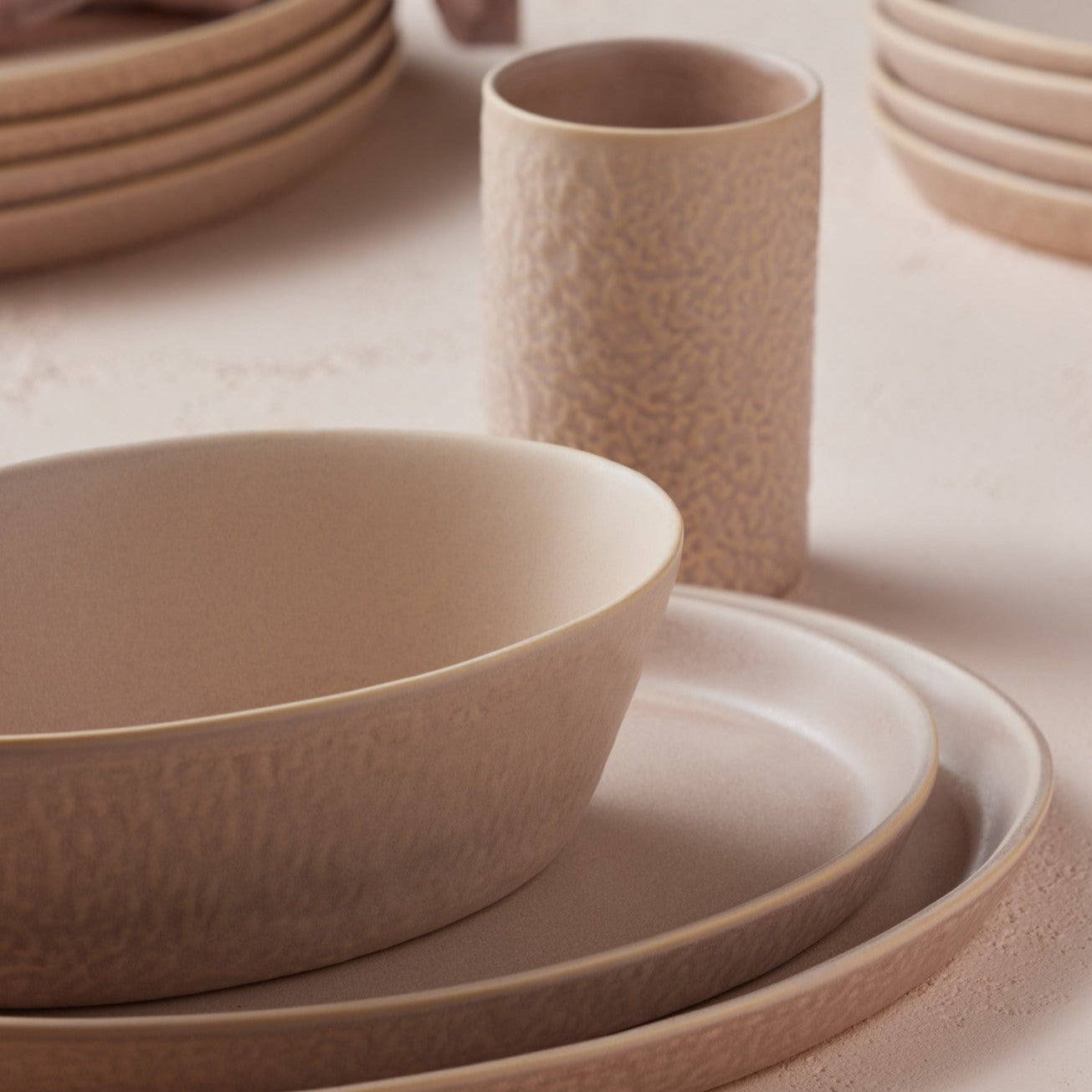 Katachi Stoneware Dinnerware Set - Nude