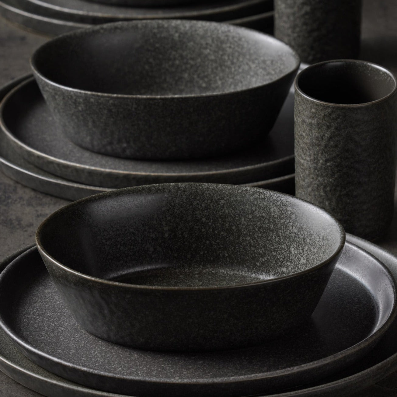 Katachi Stoneware Dinnerware Set - Charcoal