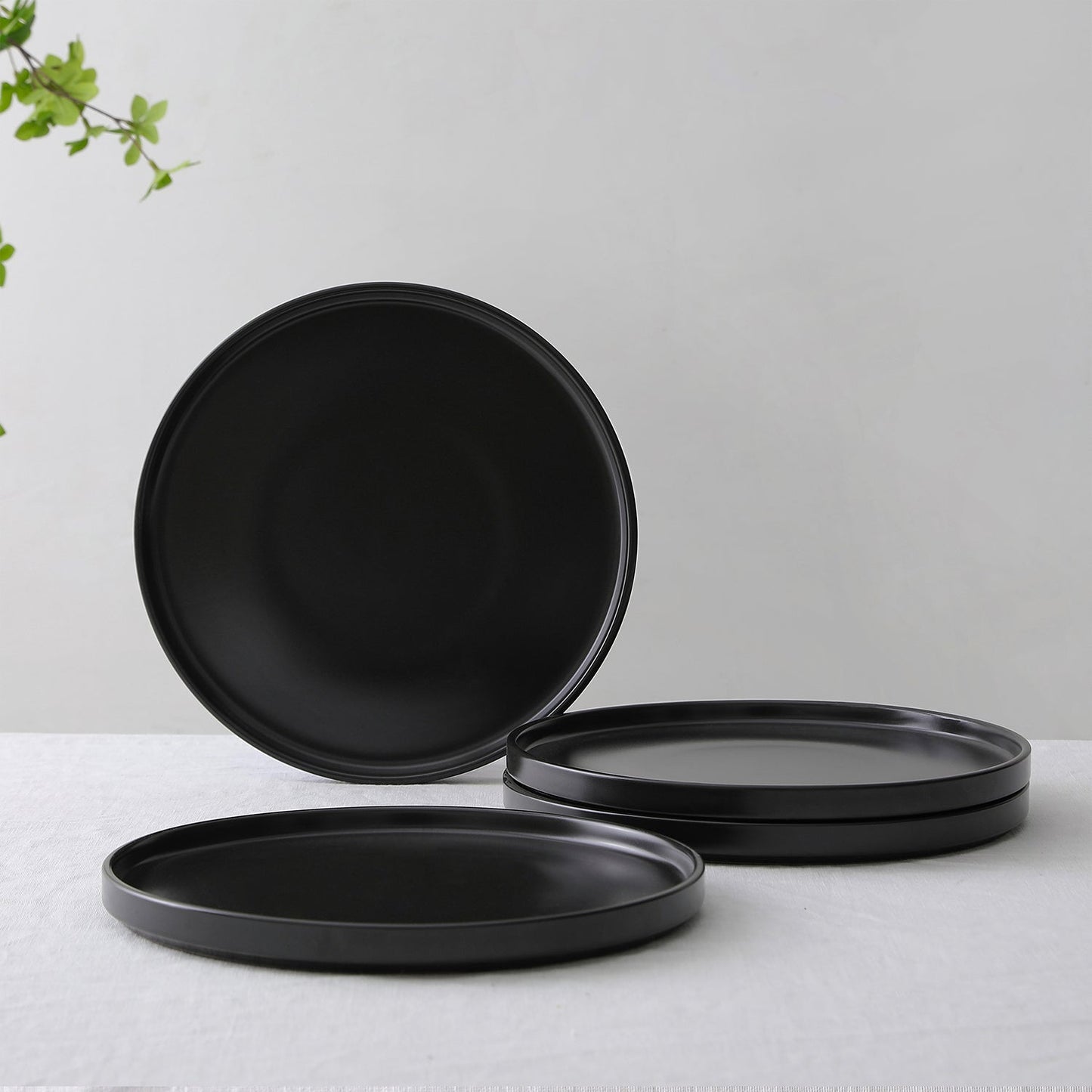 Celina Stoneware Dinnerware Set, Cereal and Dinner Bowls - Black