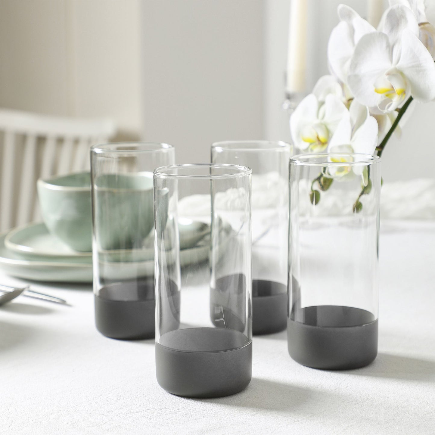 Stone Lain Mirella Stoneware Dinnerware Set, Includes Glasses, Light Green