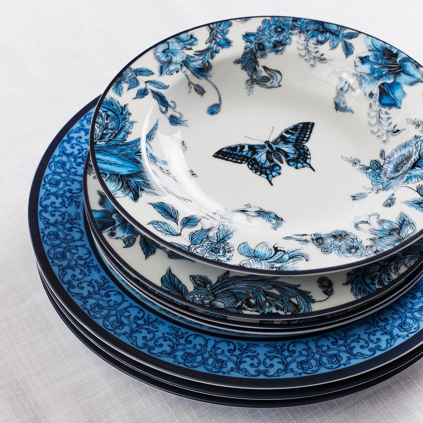 Marchesa Monarcha Porcelain Pasta Bowl Set - Blue
