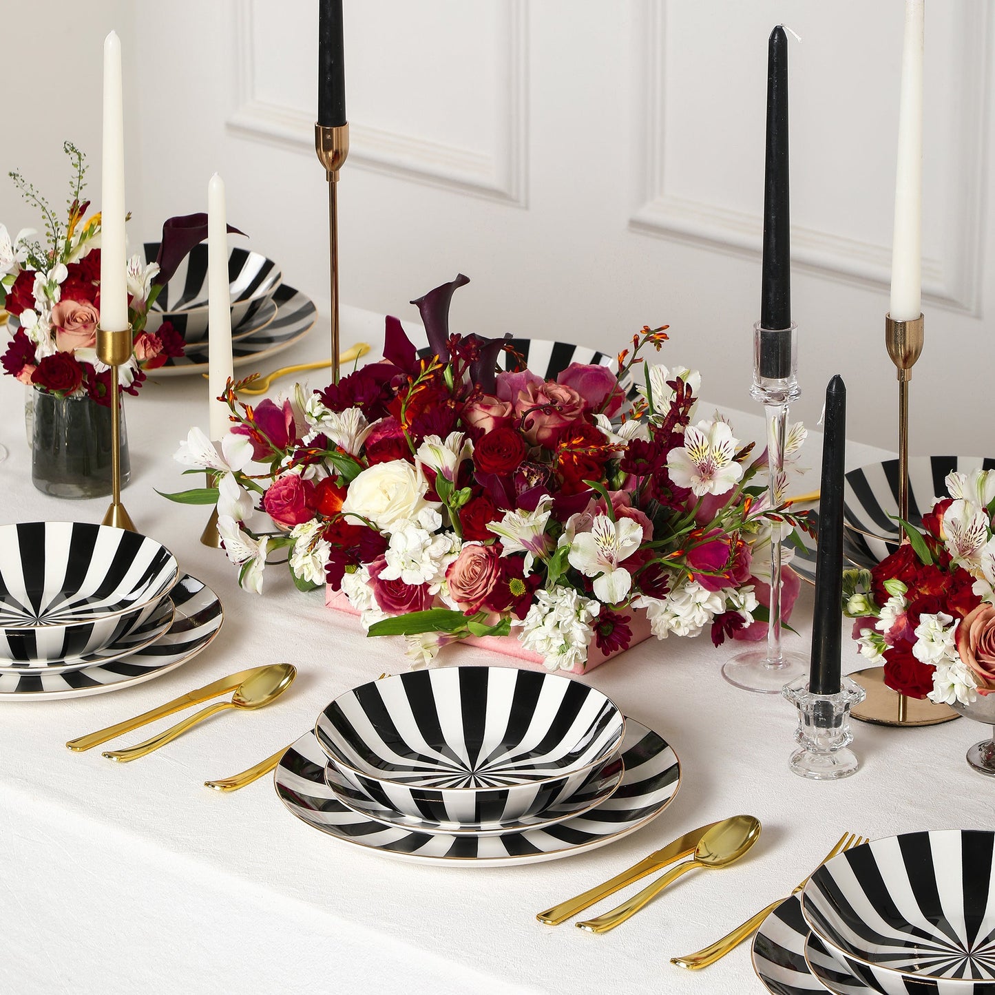 Empire Porcelain Dinnerware Set - Black and White and Gold