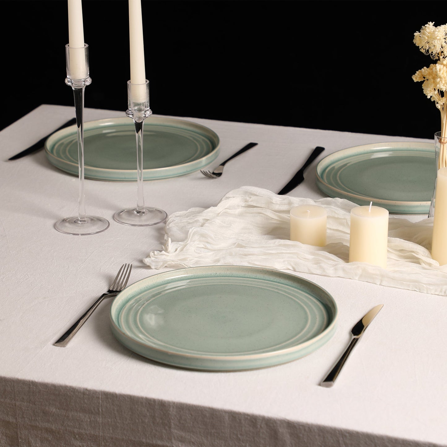 Claire Stoneware Dinner Plate Set - Green