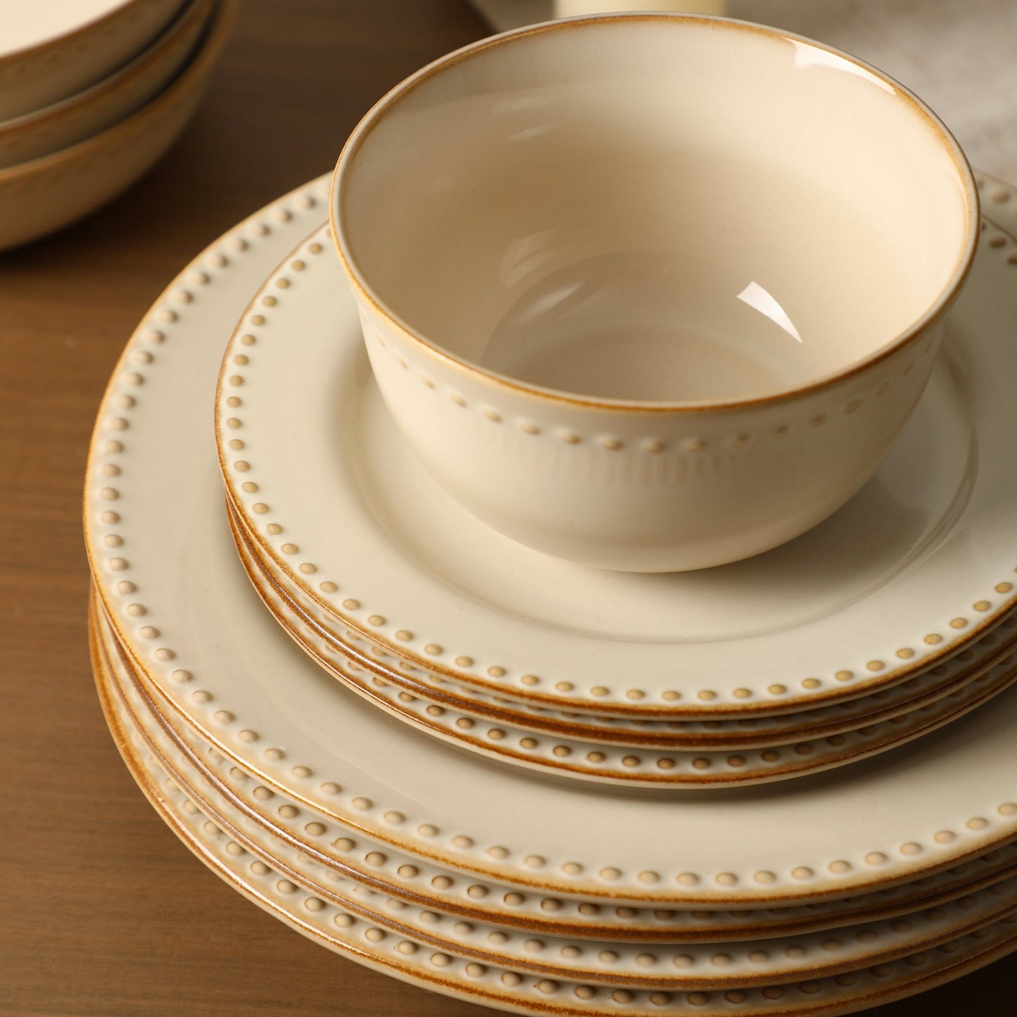 Comet Stoneware Dinnerware Set - Cream