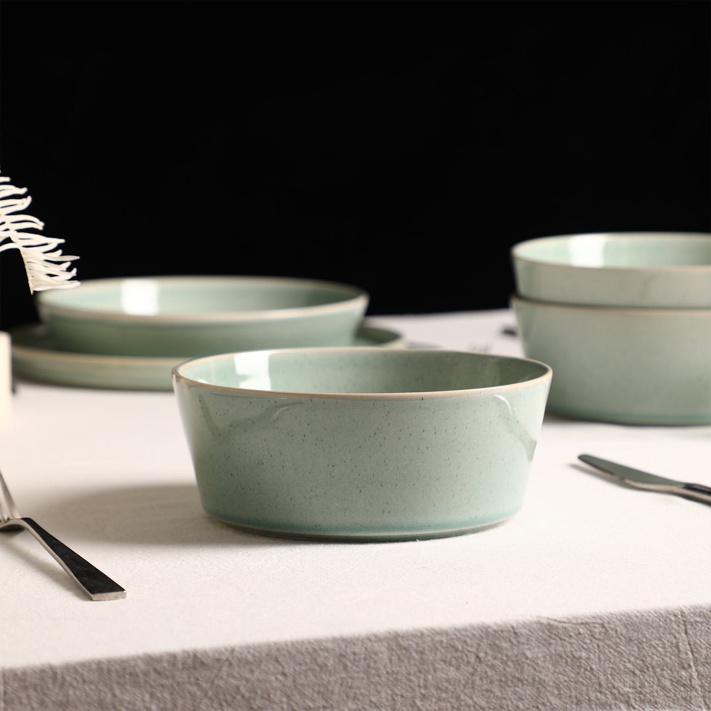 Claire Stoneware Bowl Set - Green