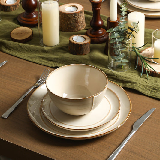 Infinity Stoneware Dinnerware Set - Beige