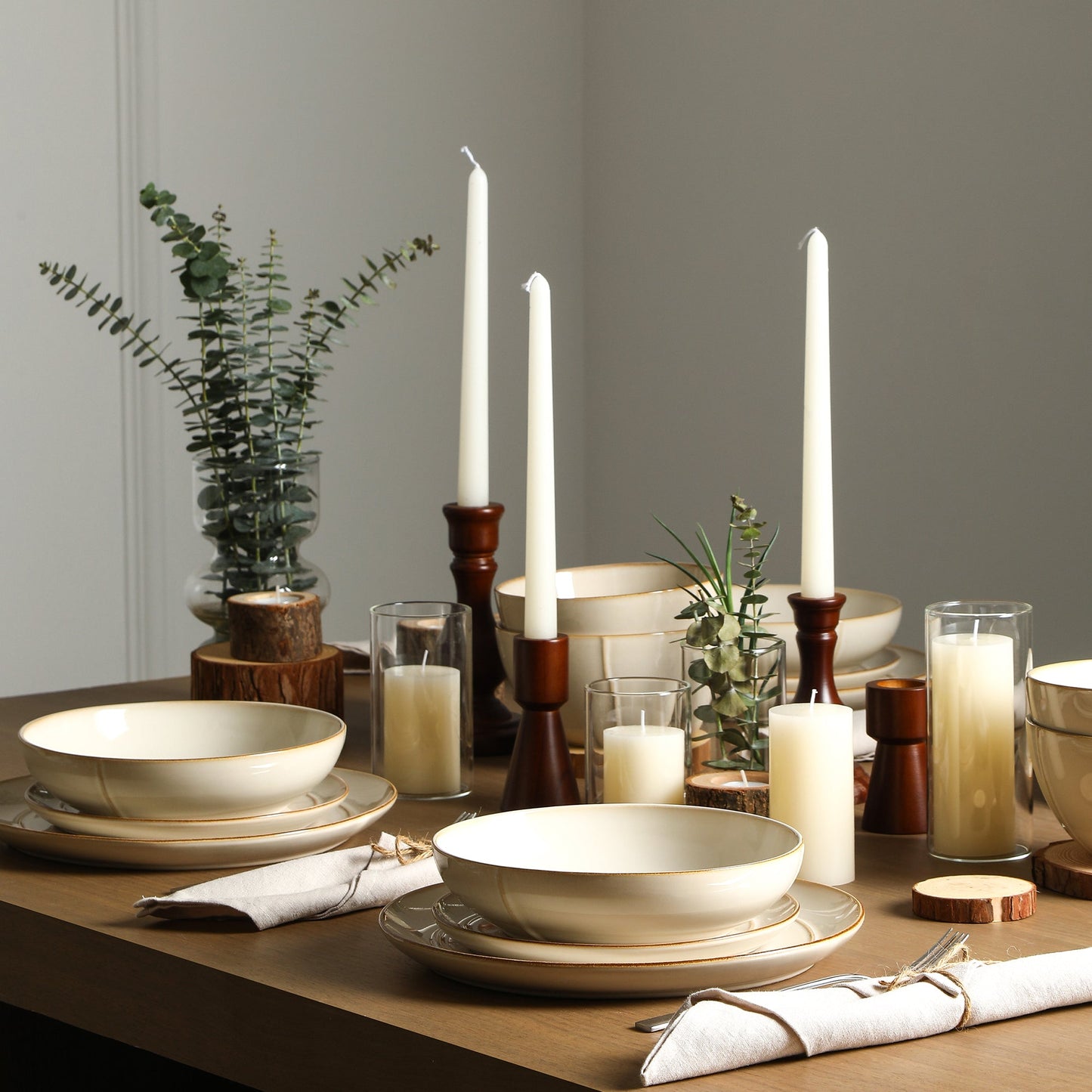 Infinity Stoneware Pasta Bowl Set - Beige