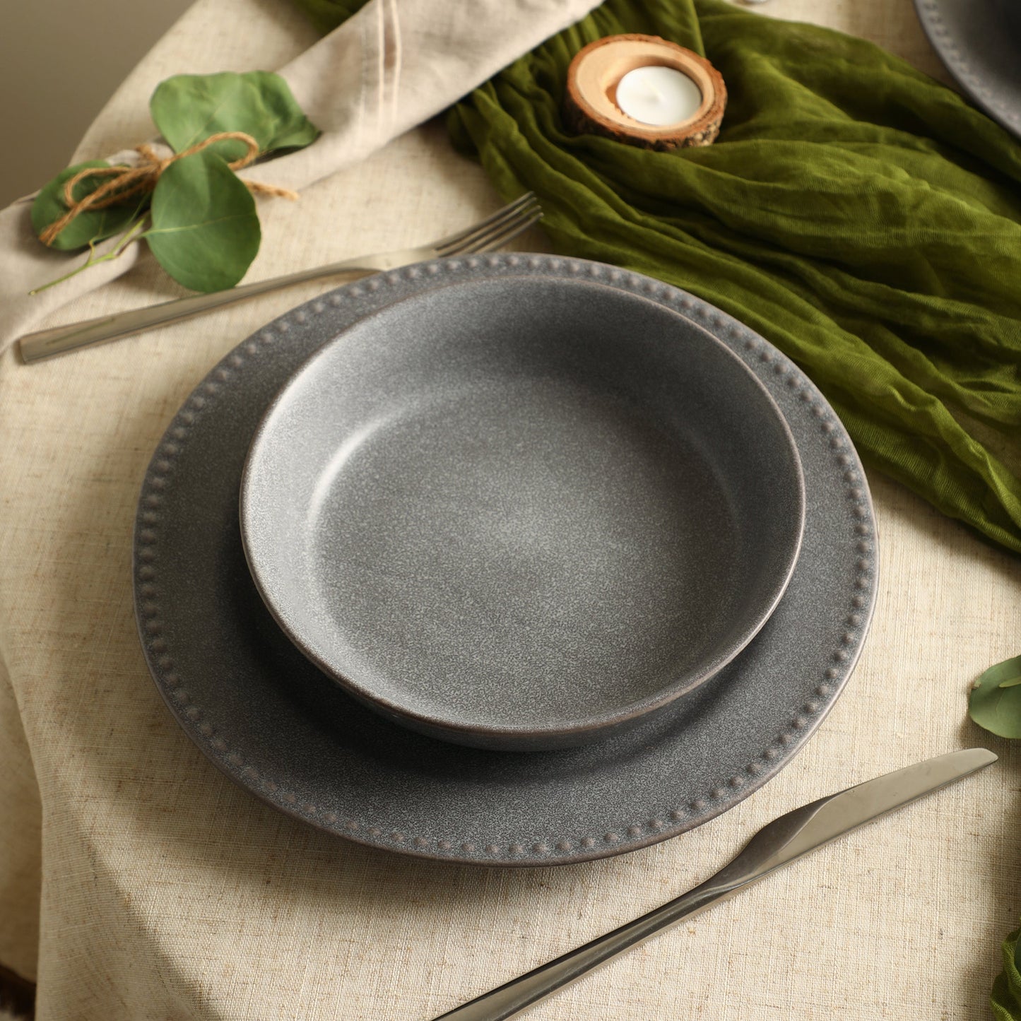 Comet Stoneware Pasta Bowl Set - Grey