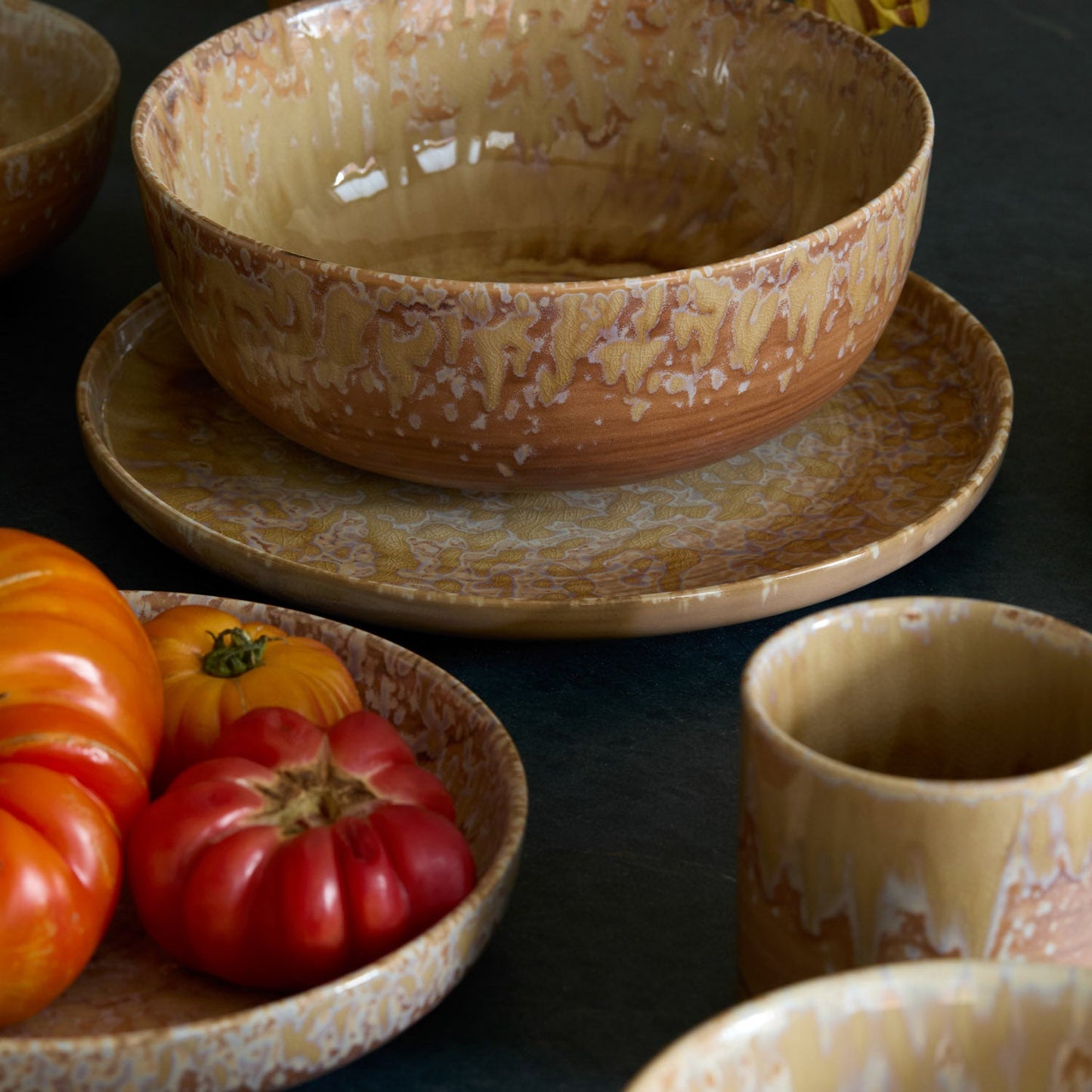 Hanami Stoneware Pasta Bowl Set - Beige