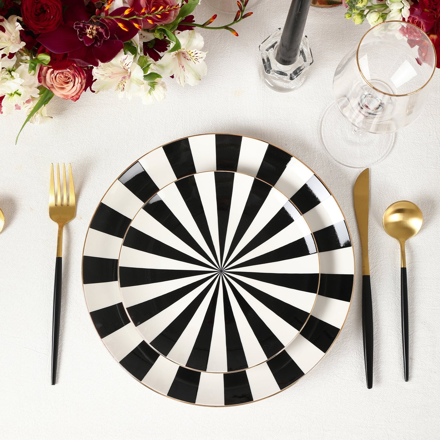Empire Porcelain Dinnerware Set - Black and White and Gold