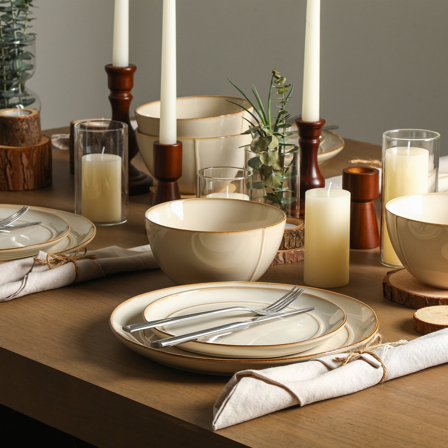 Infinity Stoneware Dinnerware Set - Beige