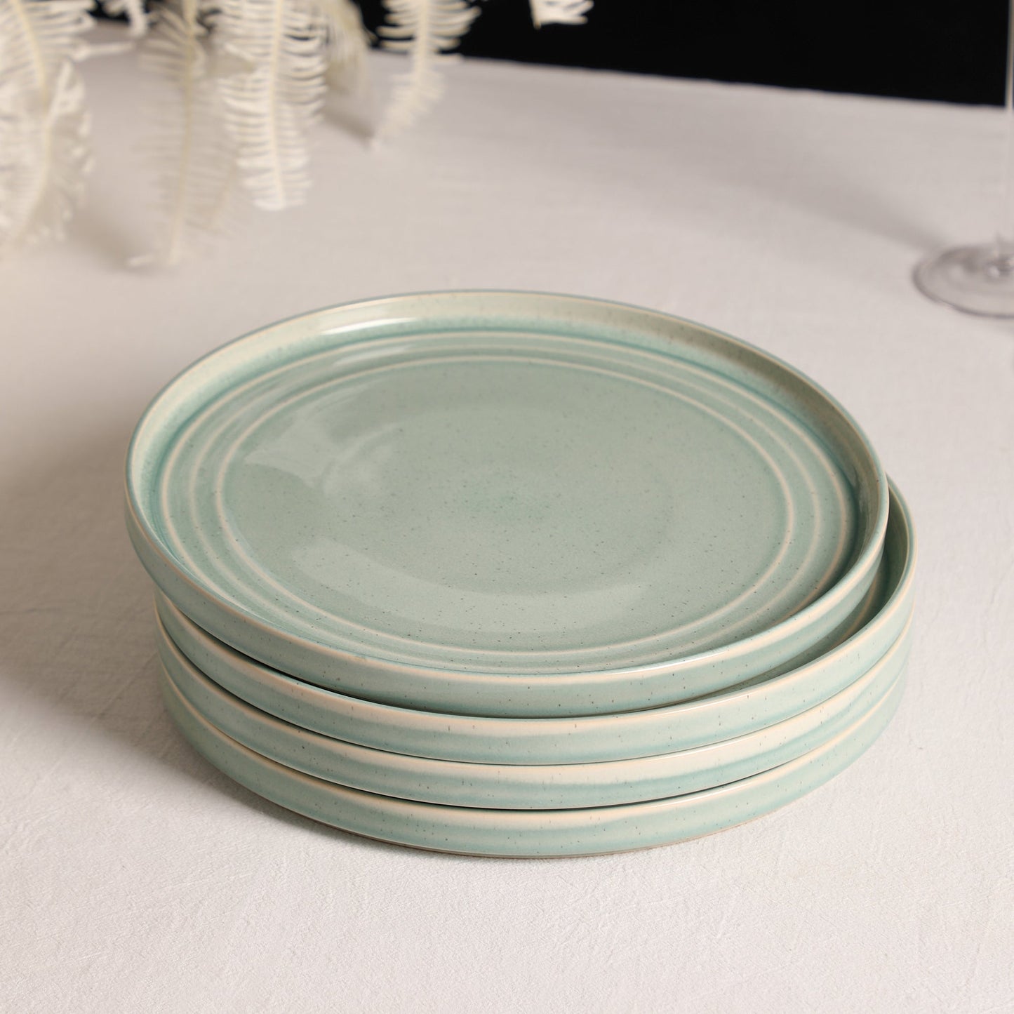 Claire Stoneware Dinner Plate Set - Green
