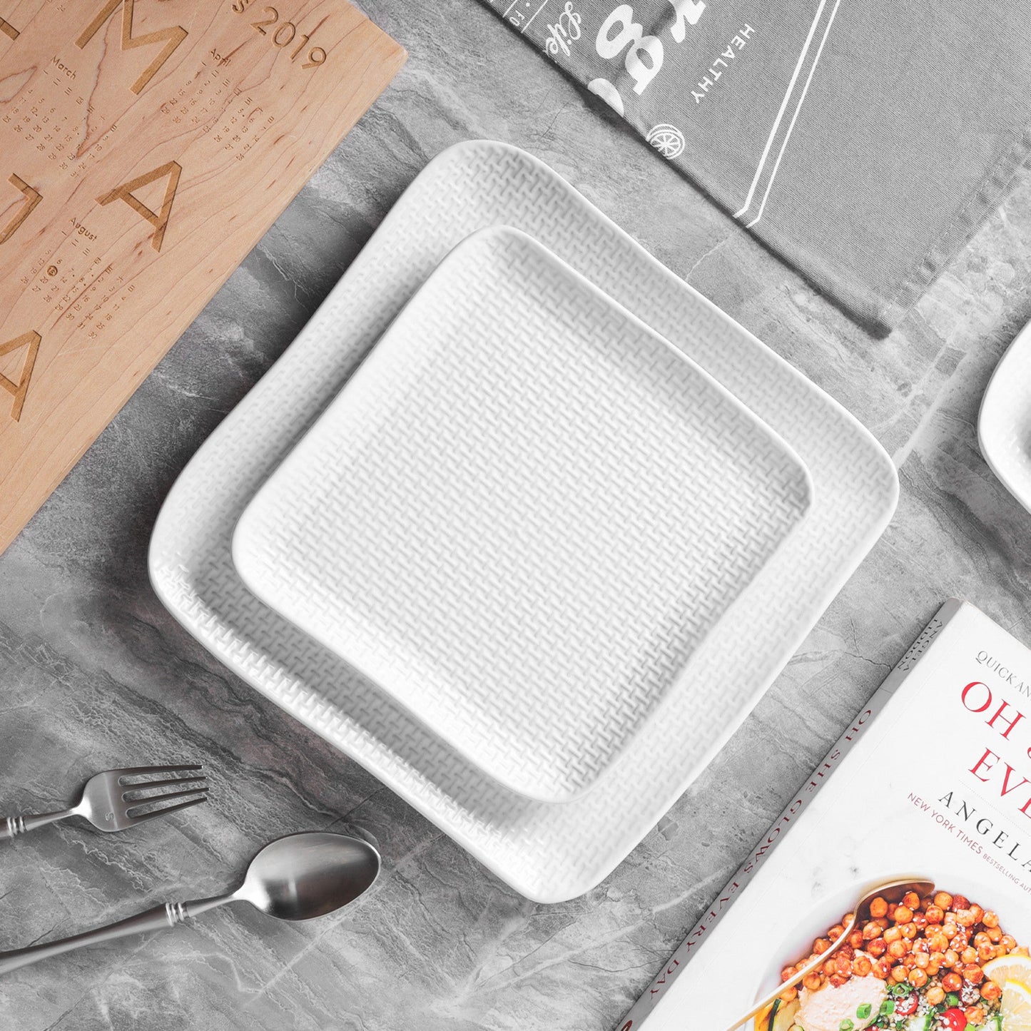 Olivia Stoneware Salad Plate - White