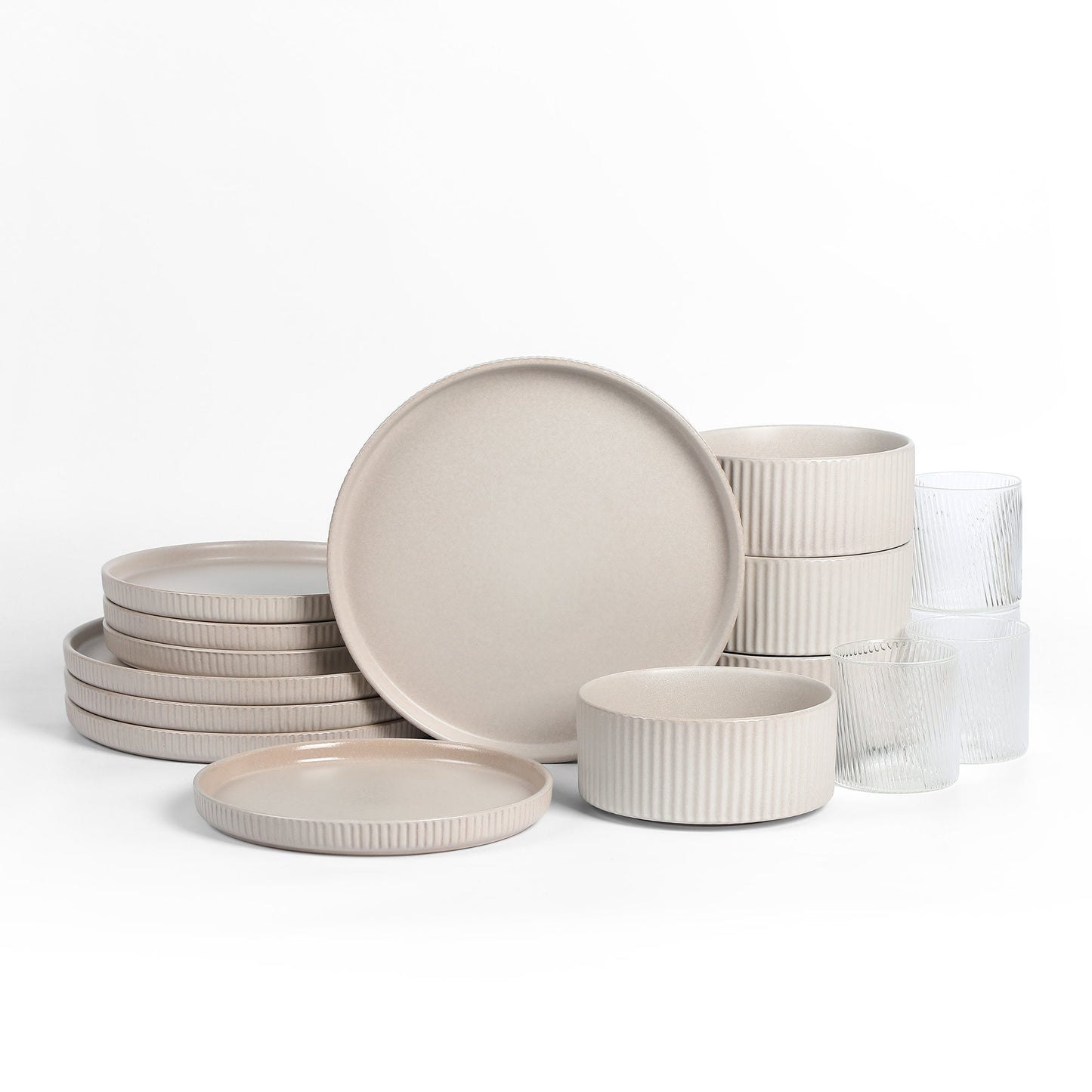 Haven Stoneware, Borosilicate Glass Dinnerware Set - Beige