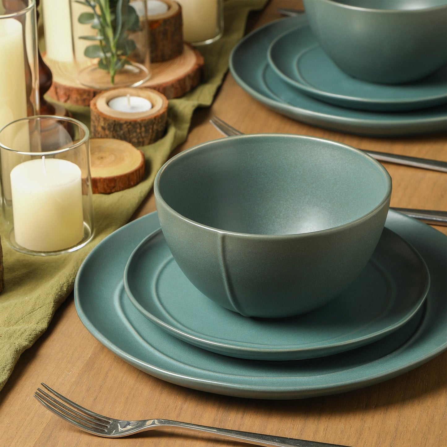 Infinity Stoneware Dinnerware Set - Green