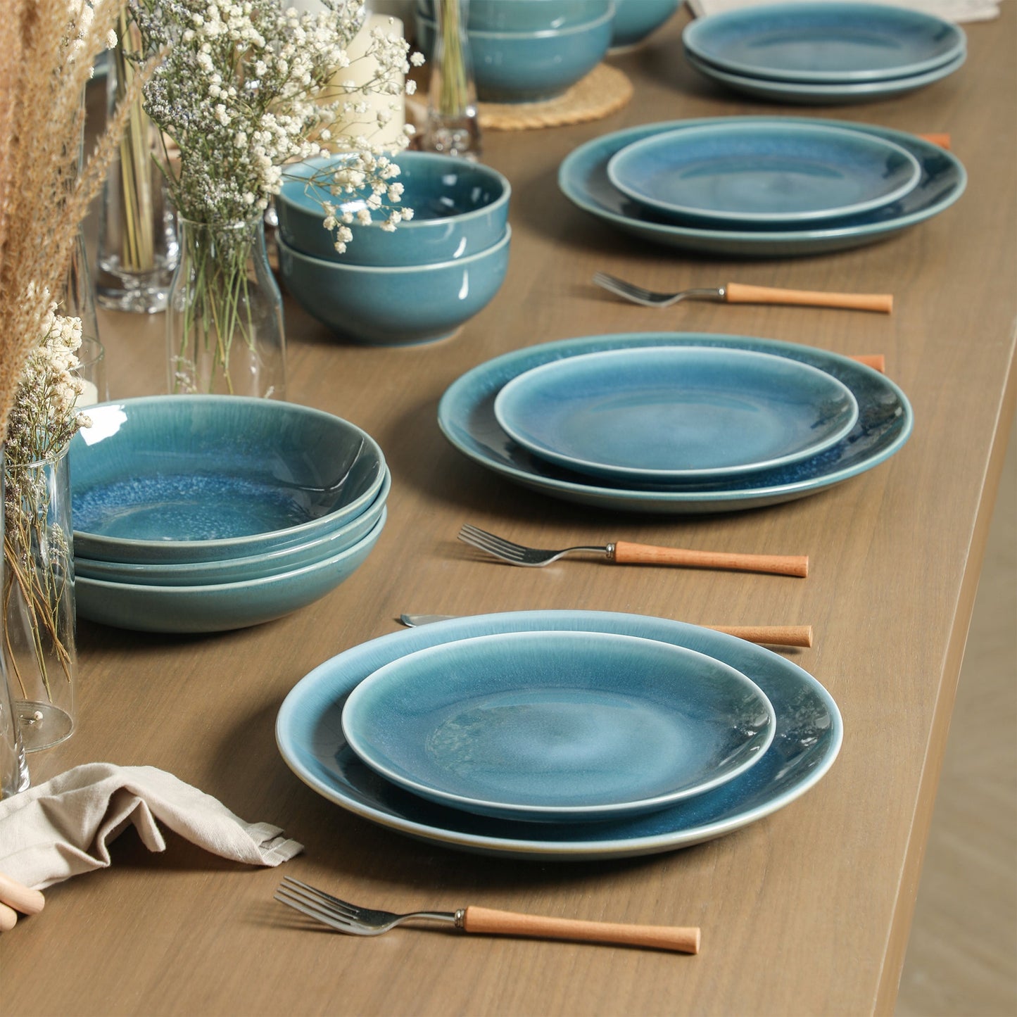 Riley Stoneware Pasta Bowl Set - Blue