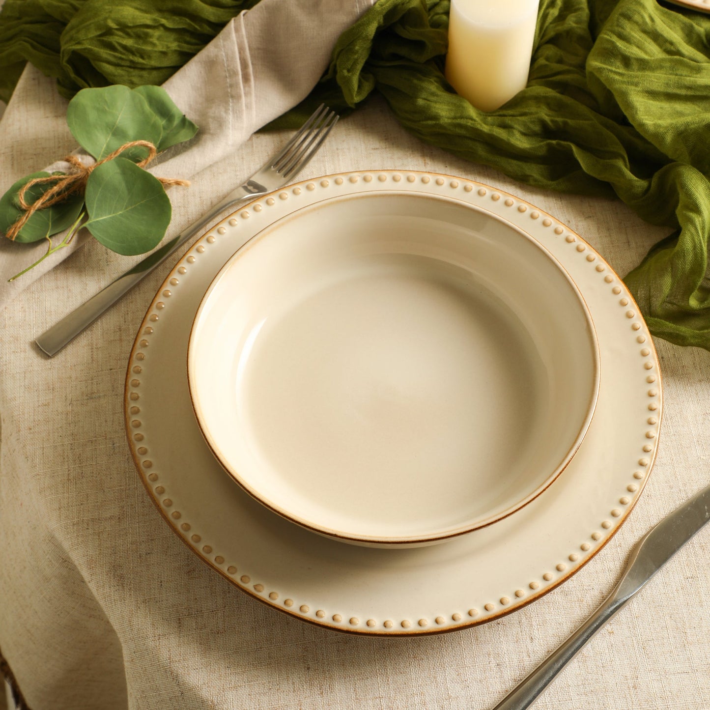Comet Stoneware Dinner Plate Set - Cream